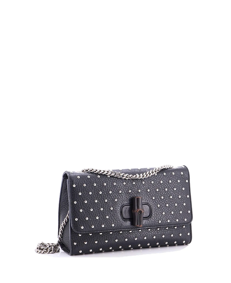 Pre-Owned Gucci Medium Miss Bamboo Shoulder Bag Studded Leather