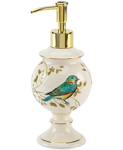 Avanti Gilded Birds Gold-Accent Ceramic Soap/Lotion Dispenser
