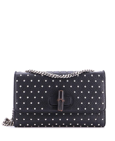 Pre-Owned Gucci Medium Miss Bamboo Shoulder Bag Studded Leather