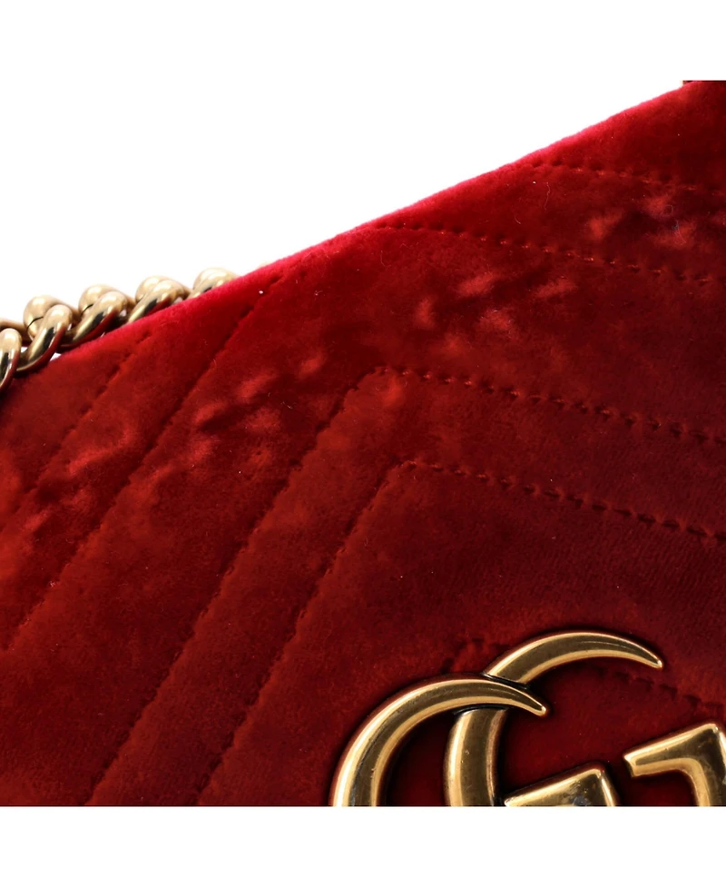 Pre-Owned Gucci Small Gg Marmont Flap Bag Matelasse Velvet