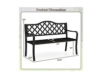 50.5 Inch Patio Bench with Curved Armrests for 2-3 People-Black