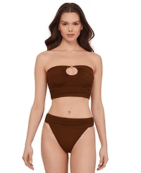 Steve Madden Women's Gold-Tone Bead Keyhole Tube Bikini Top