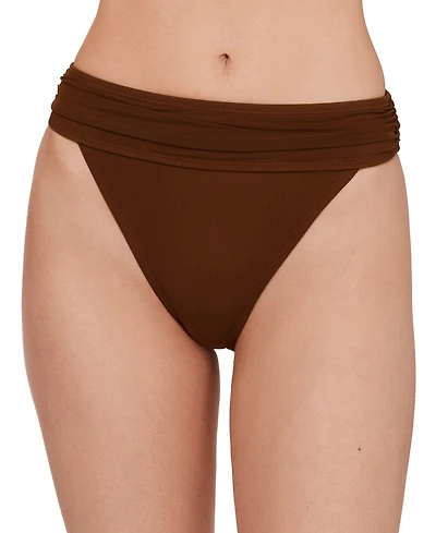 Steve Madden Women's High-Leg Ruched Band Swim Bottoms