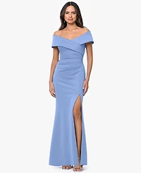 Xscape Women's Off-The-Shoulder Side-Slit Gown