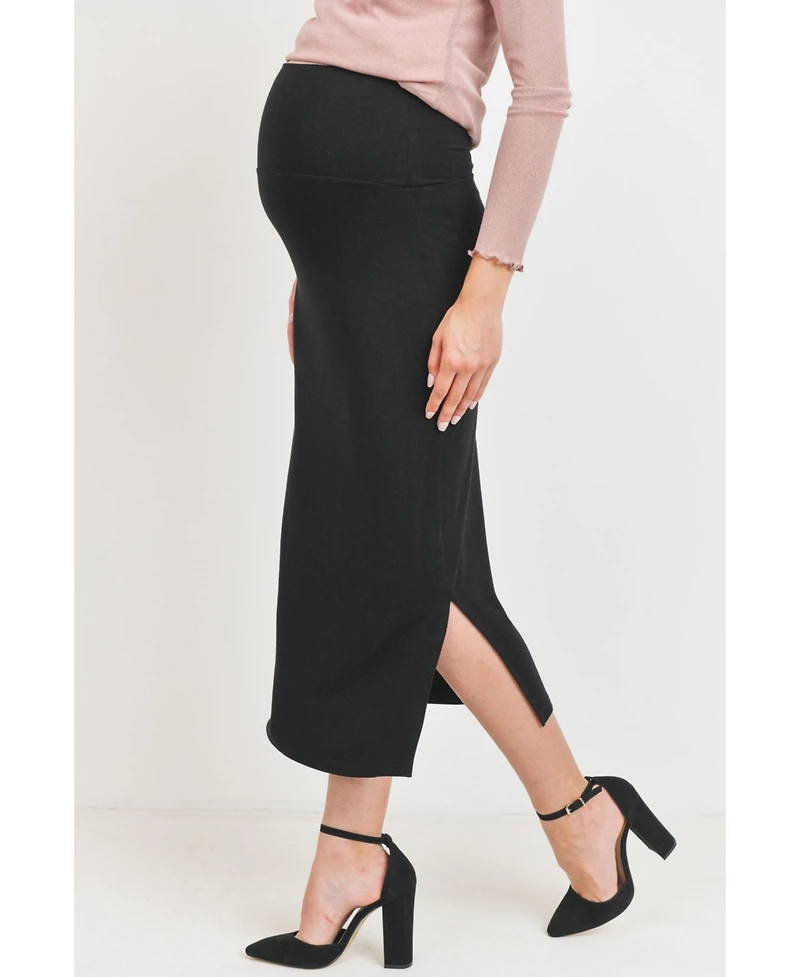 Hello Miz Maternity High-Rise Pencil Midi Skirt with Side Slits