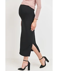 Hello Miz Maternity High-Rise Pencil Midi Skirt with Side Slits