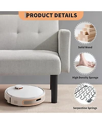 gaomon 75.5" Linen Sofa Bed, Adjustable Recliner Couch with Legs for Living Room and Bedroom