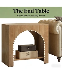 Rainsken 2 Tier Bedside Table, Farmhouse Nightstand with Open Shelf, Wooden Base and Spacious Tabletop, Accent Furniture for Living Room, Bedroom