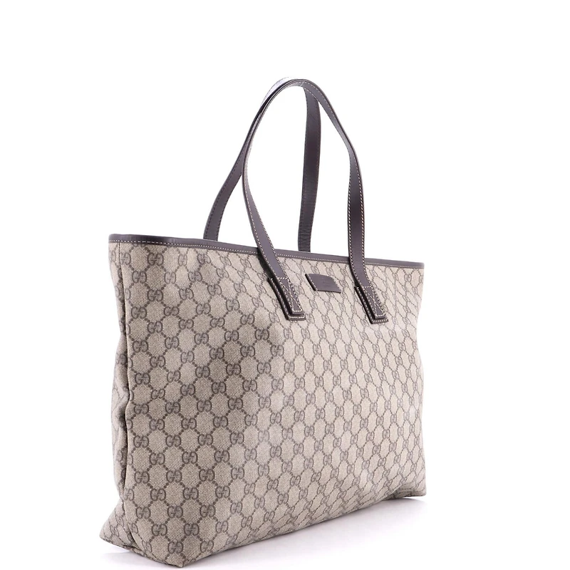 Pre-Owned Gucci Large Plus Tote Gg Coated Canvas with Leather