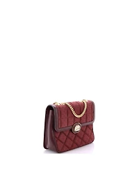 Pre-Owned Gucci Small Deco Chain Flap Bag Mixed Quilt Mini Gg Canvas and Leather