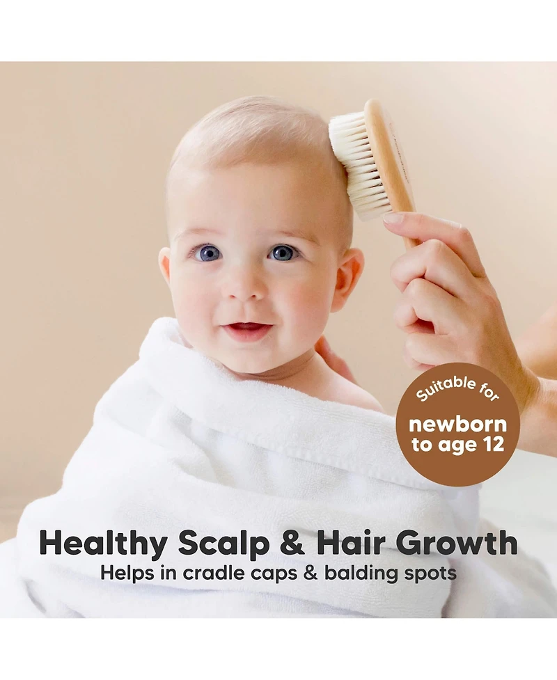 KeaBabies Baby Hair Brush and Comb Set Petite, Oval Wooden Baby Brush Set for Newborns, Infant, Toddler Grooming Kit