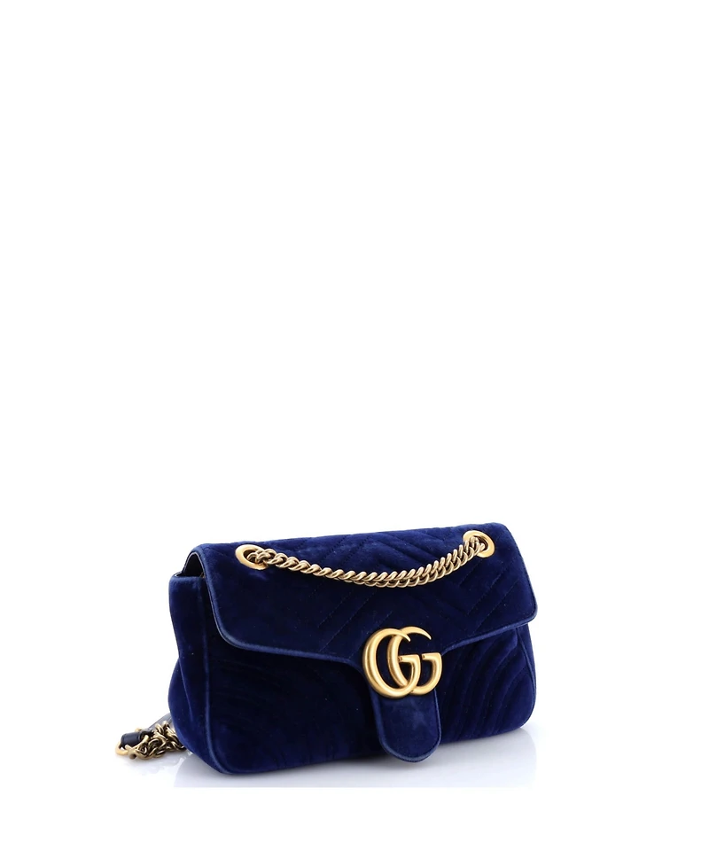 Pre-Owned Gucci Medium Gg Marmont Flap Bag Matelasse Velvet
