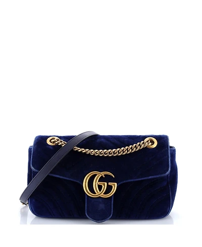 Pre-Owned Gucci Medium Gg Marmont Flap Bag Matelasse Velvet