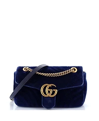 Pre-Owned Gucci Medium Gg Marmont Flap Bag Matelasse Velvet