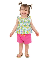 Rare Edition Baby Girls' Lemon Applique Top and Print Shorts, 4-Piece Set