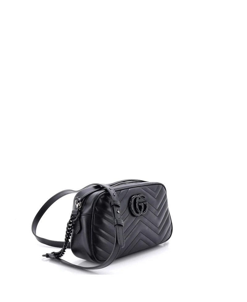 Pre-Owned Gucci Small Gg Marmont Monochrome Shoulder Bag Matelasse Leather