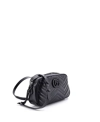 Pre-Owned Gucci Small Gg Marmont Monochrome Shoulder Bag Matelasse Leather