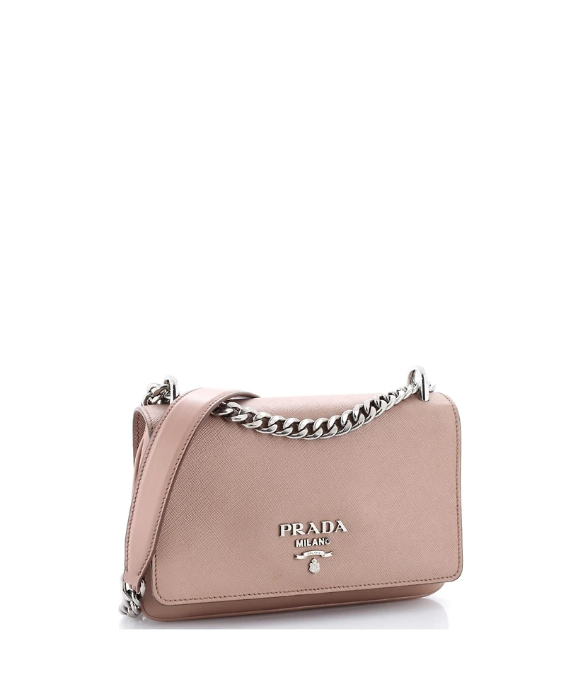 Pre-Owned Prada Small Chain Flap Crossbody Bag Saffiano and Soft Calf