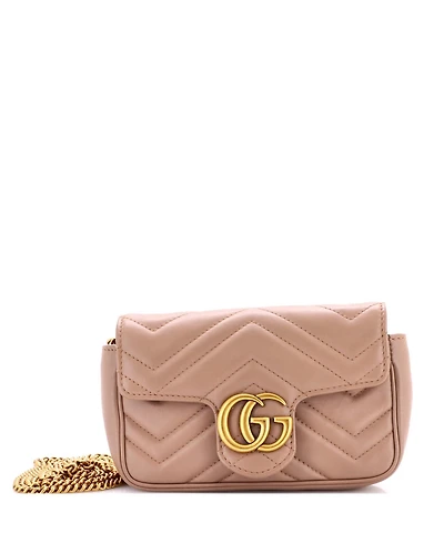 Pre-Owned Gucci Mini Gg Marmont Flap Bag Matelasse Leather