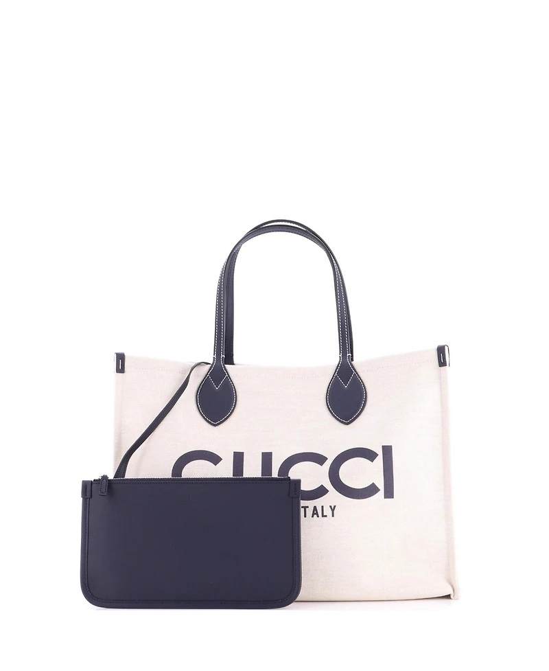 Pre-Owned Gucci Medium Logo Shopper Tote Printed Canvas