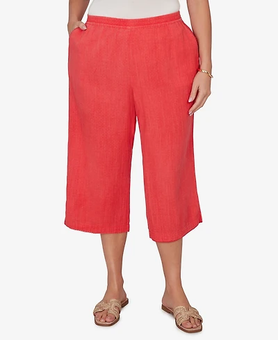 Ruby Rd. Plus Snow Washed Gauze Pull-On Capri Pants