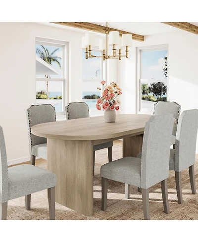 gaomon 70.8 Inch Oval Dining Table with Upholstered Dining Chairs, Kitchen Table with Sturdy Wooden Base, High Back Dining Chair with Wood Legs