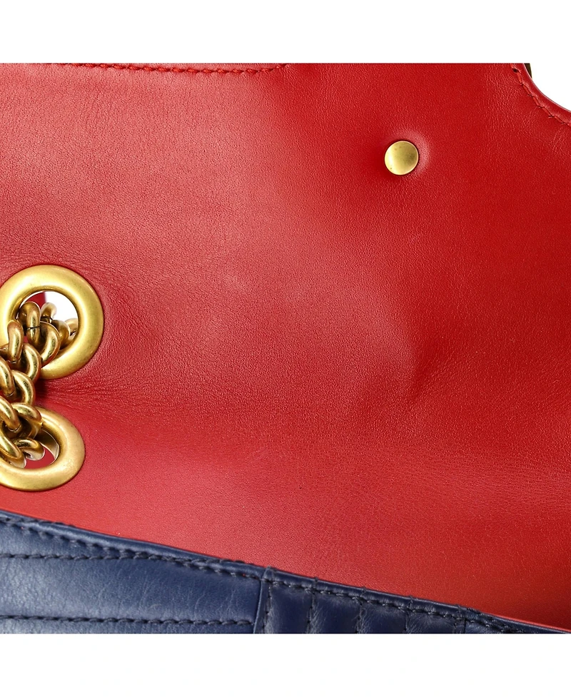 Pre-Owned Gucci Small Gg Marmont Flap Bag Matelasse Leather