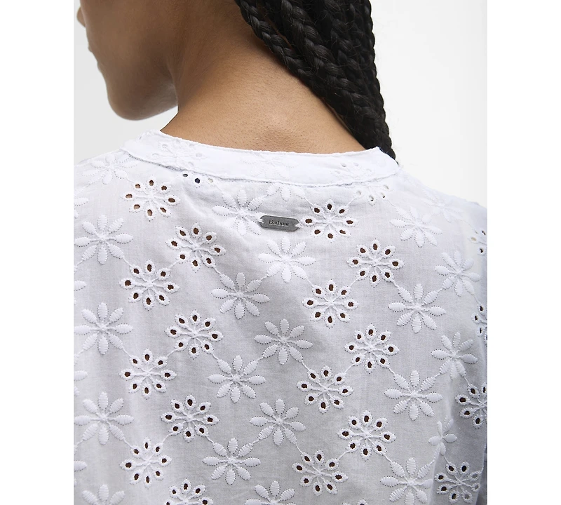Barbour Women's Layla Broderie Anglaise Concealed Placket Top