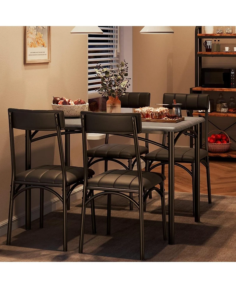 gaomon Kitchen Table and Chairs for 4, Dining Table Set for 4 with Upholstered Chairs, 5 Piece Rectangular Kitchen Table Set, Dining Room Table Set