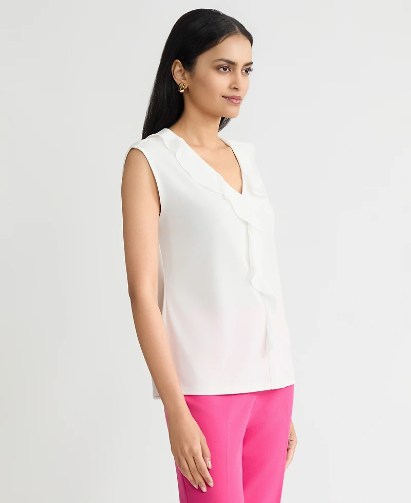 Kasper Women's Mixed-Media Ruffled Top, Regular & Petite