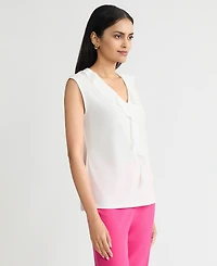 Kasper Women's Mixed-Media Ruffled Top, Regular & Petite