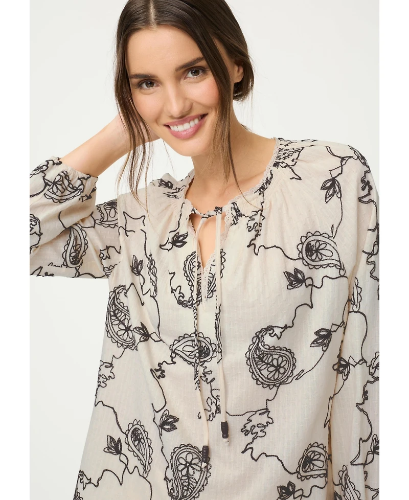 Olsen Women's Embroidered Tunic Blouse