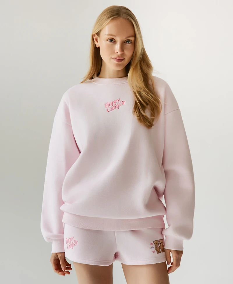 The Happy Camp3r Juniors' Travel Together Embroidered Crewneck Sweatshirt