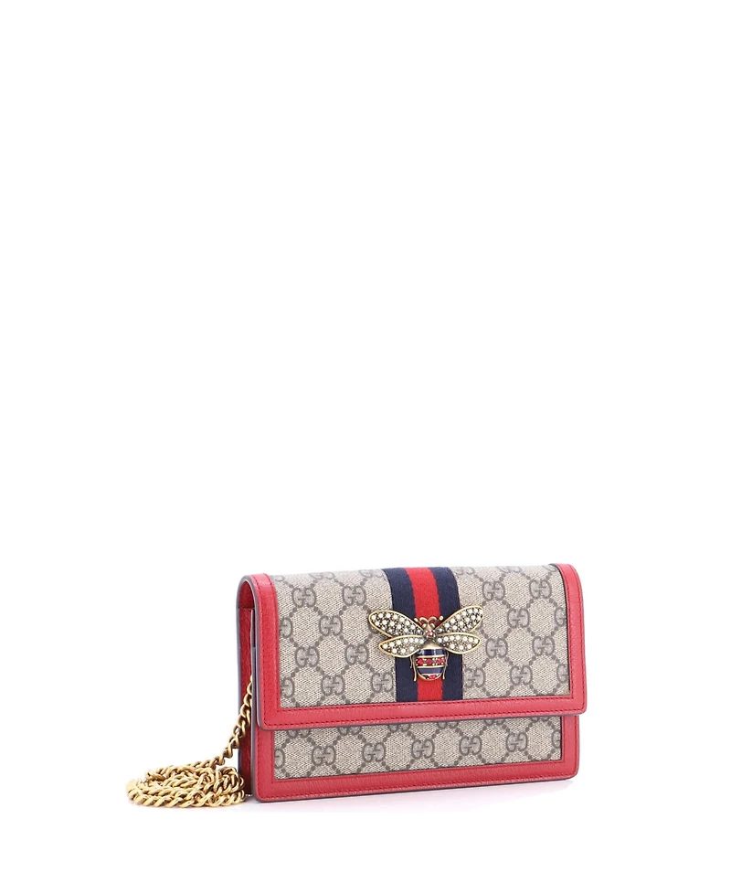 Pre-Owned Gucci Mini Queen Margaret Chain Wallet Gg Coated Canvas