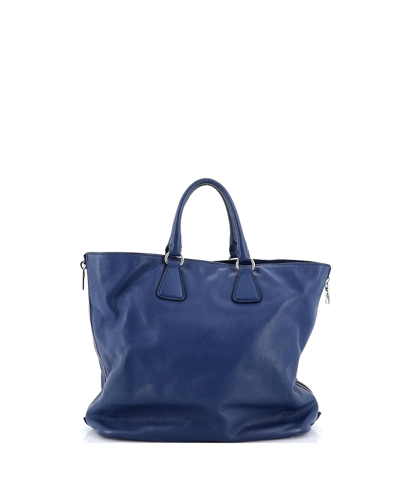 Pre-Owned Prada Medium Side Zip Convertible Tote Vitello Daino