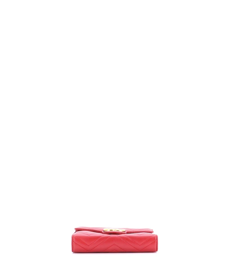 Pre-Owned Gucci Mini Gg Marmont Chain Wallet Matelasse Leather