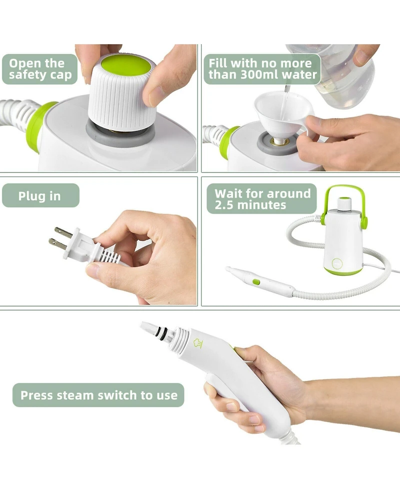 1000W Multifunction Portable Hand-held Steam Cleaner with 10 Accessories