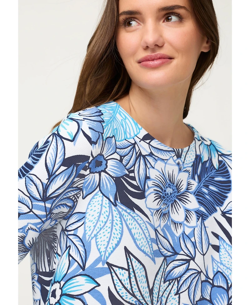 Olsen Women's Floral Rib Knit Jersey Top