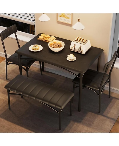 gaomon Dining Table Set for 4, Kitchen Table with Upholstered Bench and 2 Chairs, Kitchen Table and Chairs Set, for Small Space, Apartment