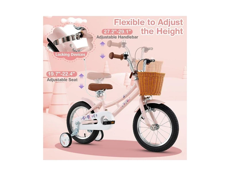 Hongge 14 Inch Kids Retro Bicycle with Adjustable Height and Basket