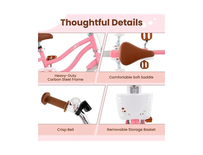 Hongge Kids Bike with Training Wheels and Basket for Boys & Girls