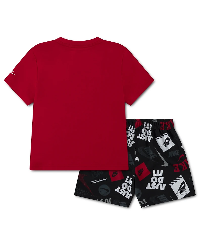Nike Toddler Boys 2T-4T Short-Sleeve T-Shirt and Printed Shorts, 2-Piece Set