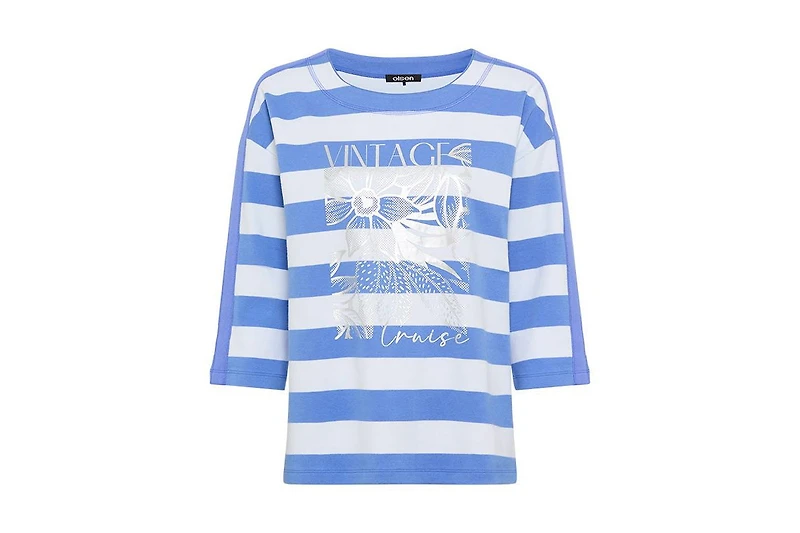 Olsen Women's Stripe and Placement Print Jersey Top