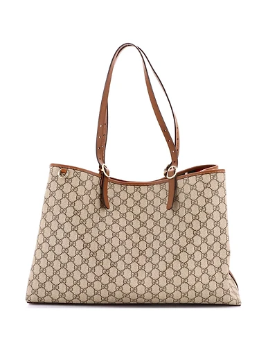 Pre-Owned Gucci Maxi Emblem Tote Gg Coated Canvas