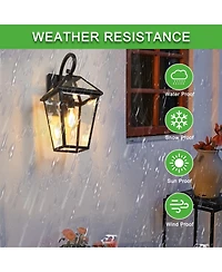 Flynama 21"(H) -Pack Outdoor Wall Lantern Light – Modern Metal and Clear Glass Sconce for Porch, Patio