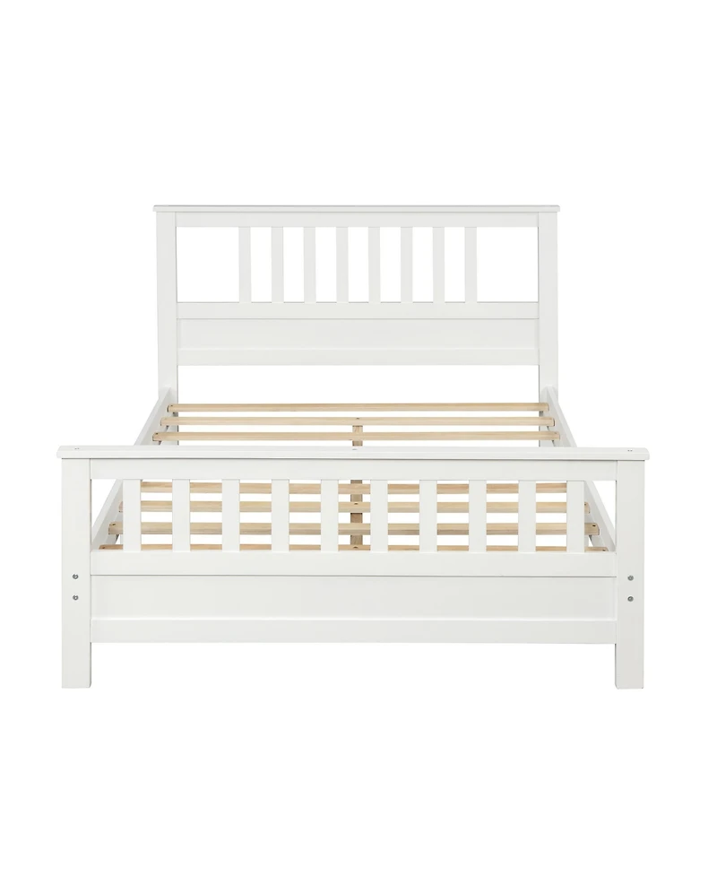 flynama Full Size Wood Platform Bed Headboard Footboard 10 Wood Slats No Box Spring