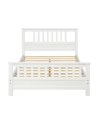 flynama Full Size Wood Platform Bed Headboard Footboard 10 Wood Slats No Box Spring