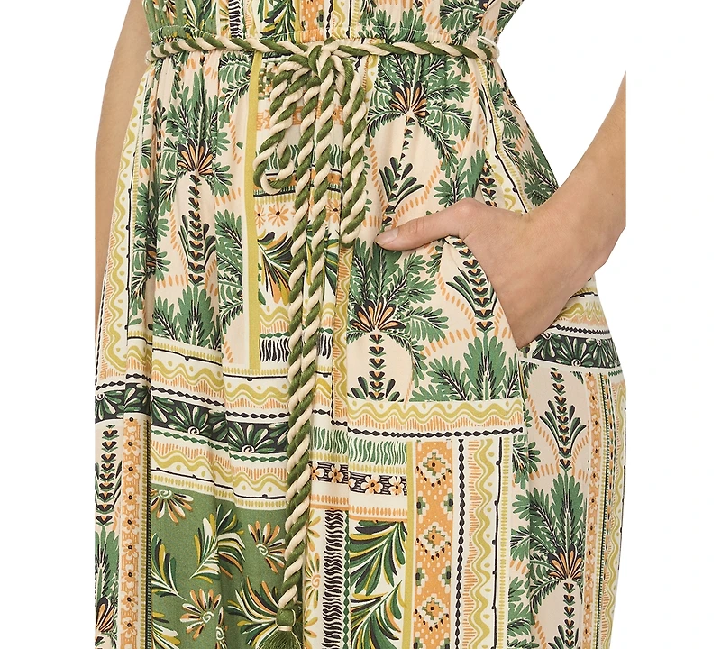 Msk Women's Rope Neck Maxi Dress With Belt