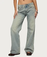 Edikted Women's Holly Low Rise Straight Leg Jeans