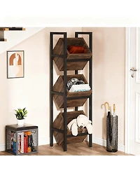 Yigii 3-Tier Basket Stand Wooden Storage shelf Kitchen Bathroom Organizer